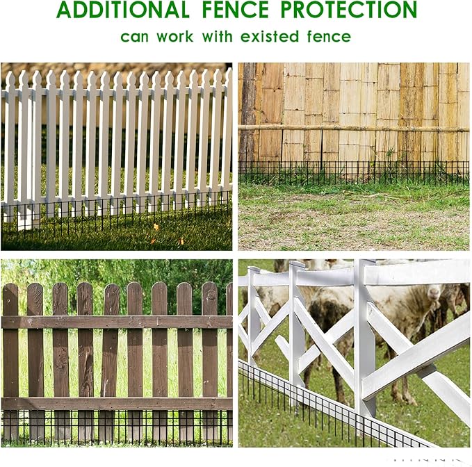 24x15-inch No Dig Animal Barrier Fence, 20 Pack Black Dig Protective Fence with 1.5 inch Spike spacing, Dog/Rabbit/Groundhog Underground Defence, for Outdoor Garden Patio