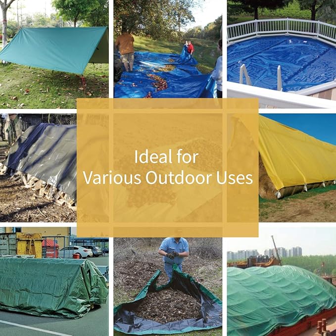 GUARD SHIELD Heavy Duty Tarp 8x10 Feet Green Multi Purpose Thick Waterproof Poly Tarp Cover 10mil