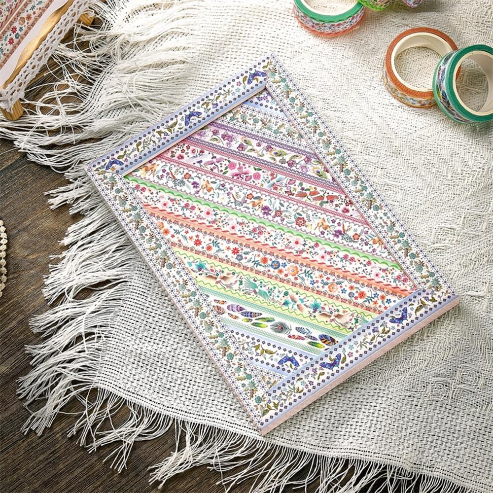 Washi Tape Set 10 Rolls, Embroidery Patterns Decorative Paper Sticker for Planner Scrapbook Journal DIY Arts Craft