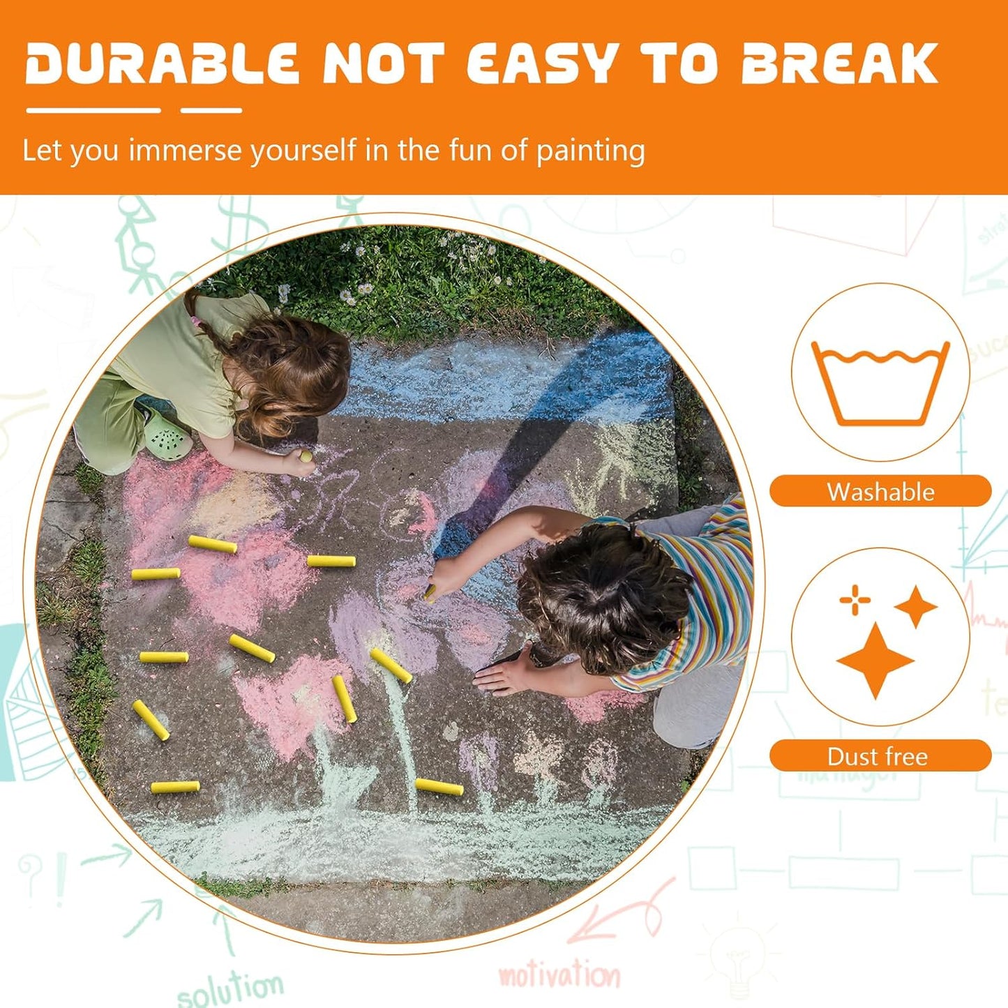 40 Pcs Sidewalk Chalks for Kids Non Toxic Jumbo Chalk for Party Gift Outdoor Art Classroom Play Painting (Yellow)