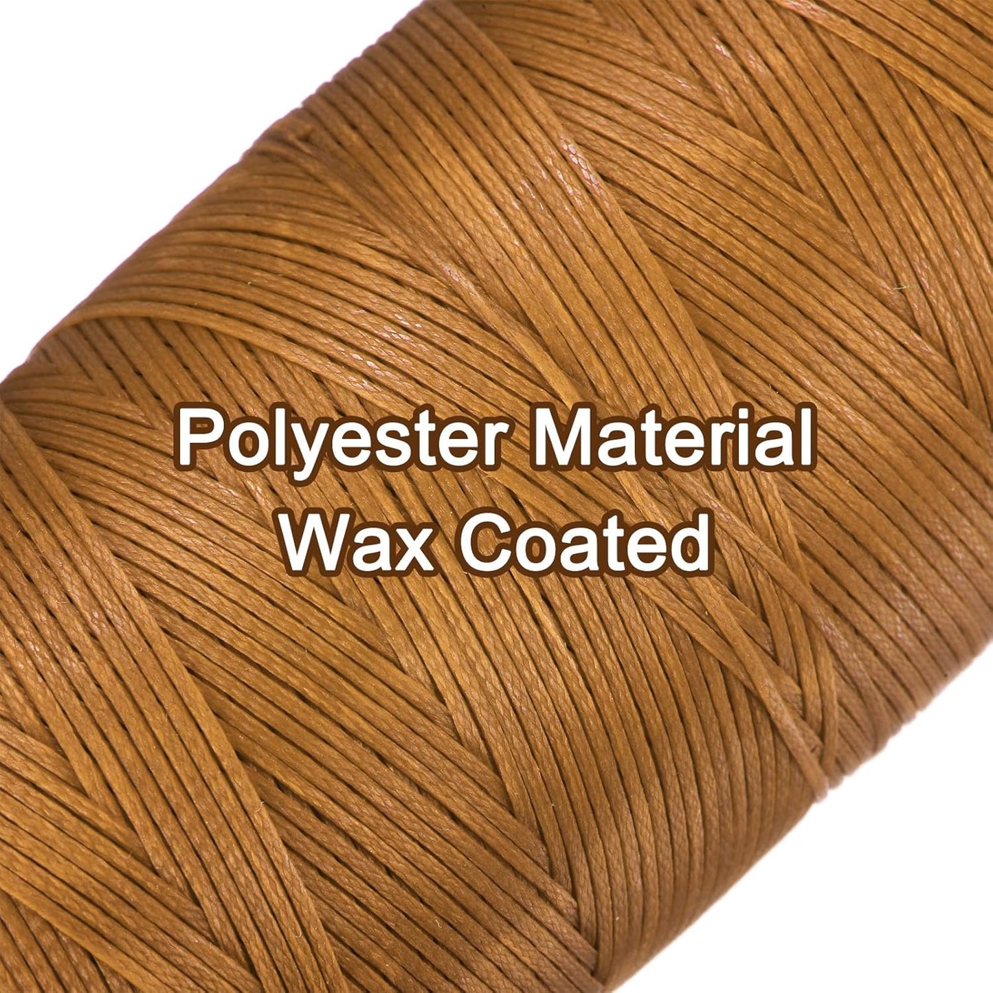 uxcell 150D 0.8mm Flat Waxed Thread 284 Yards Polyester Leather Sewing Waxed String Hand Stitching Cord for Leather Stitching Sewing Bookbinding DIY Craft Golden Yellow