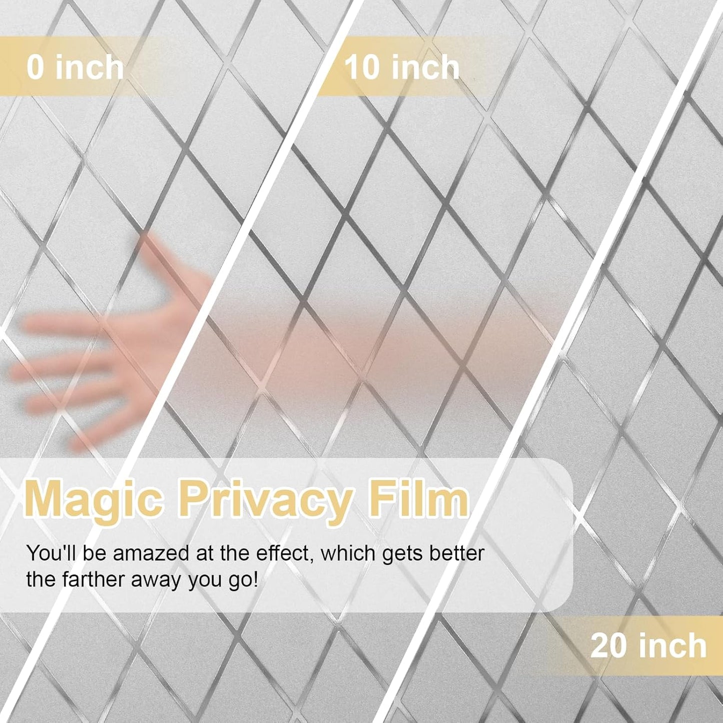 Window Privacy Film Decorative for Front Door, Bathroom Static Cling Stained Glass Sticker Opaque Heat Control UV Blocking Non-Adhesive for Home,Grid 17.5 x 78.7 inches