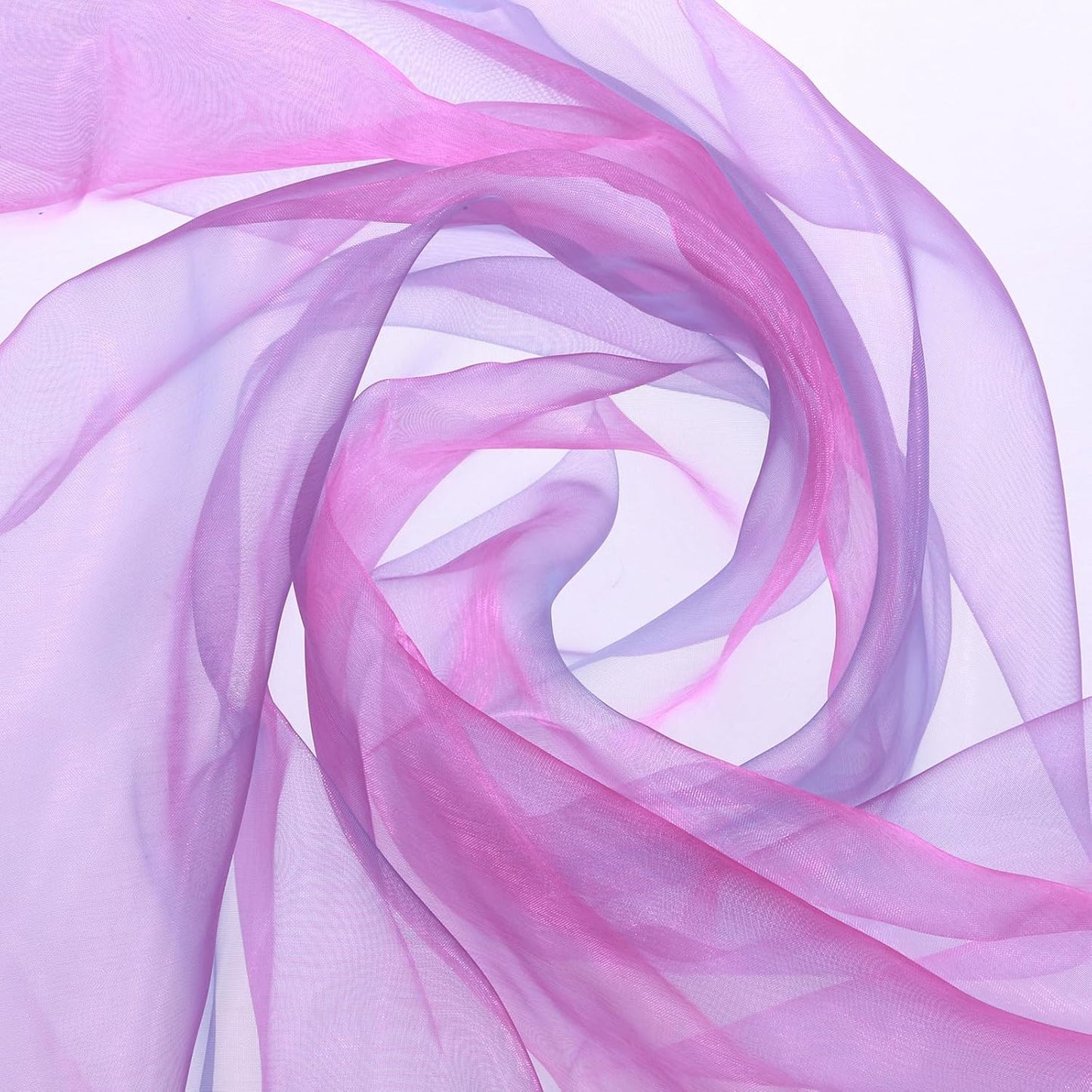 MECCANIXITY Iridescent Sheer Organza Fabric, 10 Yards x 59 Inches Solid Holographic Shiny Fabric Organza Cloth for Wedding, Curtains, Costume, Photo Background, Gradient Rose Red Blue