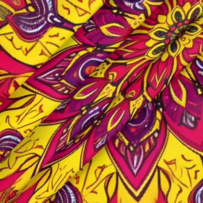 Floral Mandala Vintage Round Table Cloth Cover, Elastic Edge Waterproof Wipeable Tablecloths 36"-42" Polyester Tablecloth for Party Restaurant Banquet Holiday Camping Outdoor Picnic