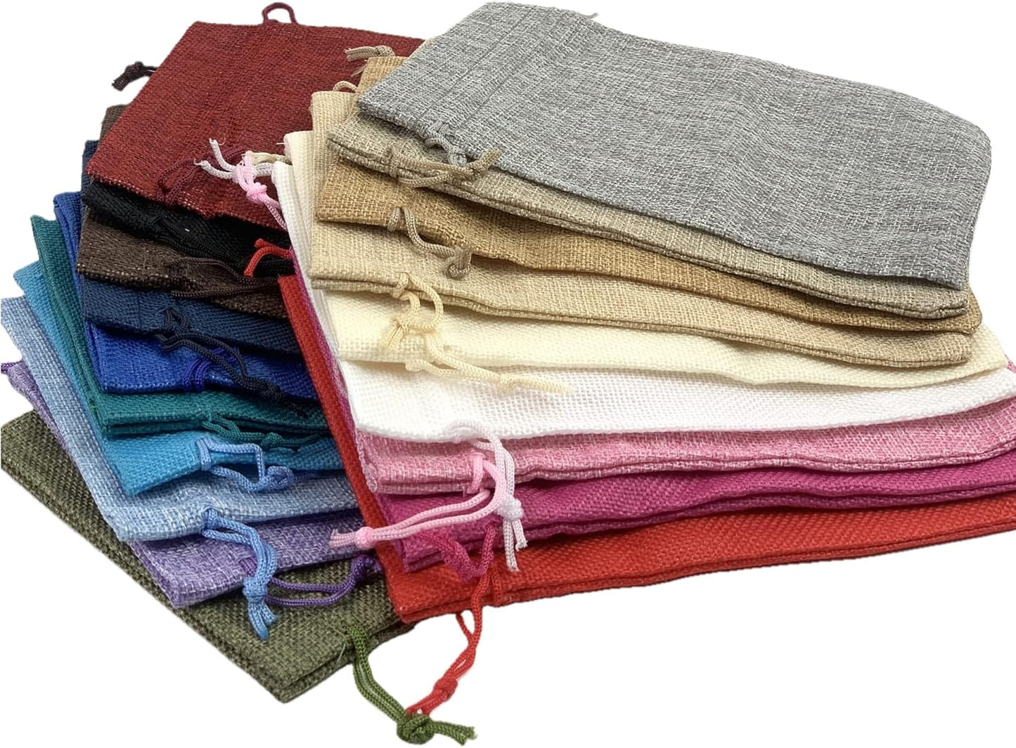 Palmhomee Gift Bags, Pack of 20 Burlap Drawstring Linen Jewelry Pouches, Hessian Jute Bags for Birthday, Jewelry, Treats, Party Favors, Art & DIY Craft (6x8 Inch, Mixed Colors)