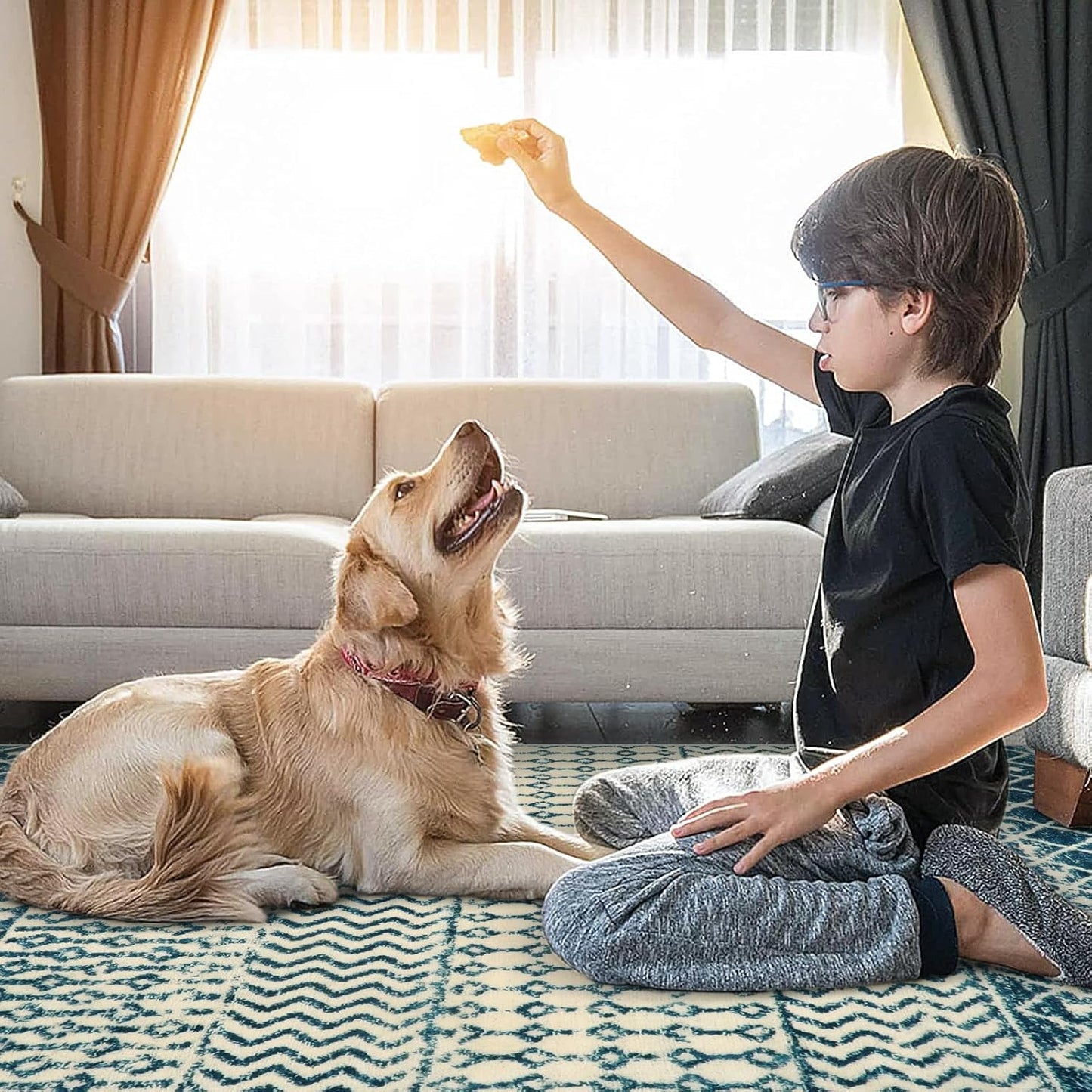 Moroccan Kitchen Runner Rug, 2x6 Non Slip Vintage Blue Rug for Kitchen Floor, Soft Low-Pile Washable Laundry Room Rug Indoor Floor Throw Carpet for Doorway Hallway Bedside Bathroom