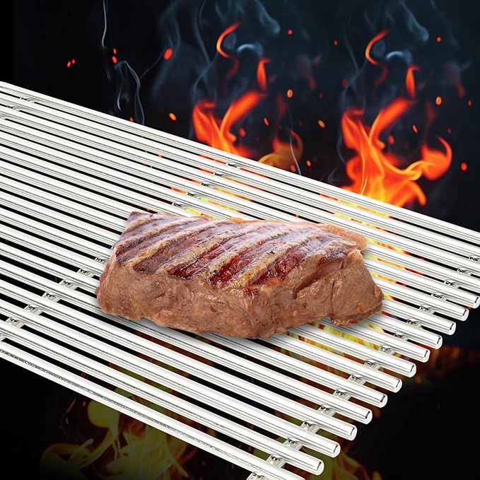 J&YNBBQ Grill Grate Replacement for Weber Genesis 300 Series – 9mm 19.5" Stainless Steel Cooking Grates for E-310, E-320, E-330, S-310, S-320, S-330, Replaces Weber 7528 & 7524 (2 Pack)