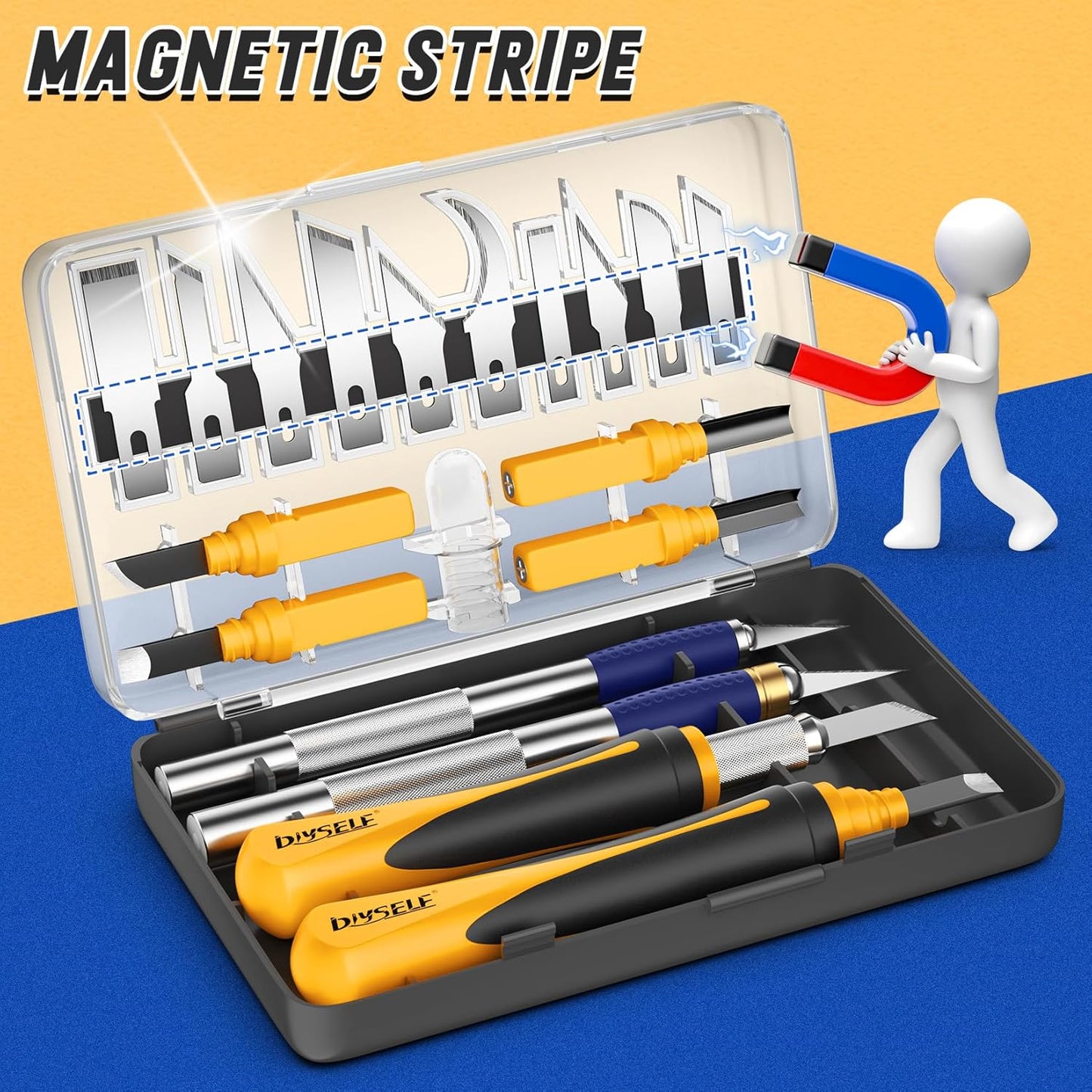 DIYSELF Exacto Knife, 22 Pack Exacto Knife Set with Exacto Blades, Craft Knife for Art, Stencil, Scrapbooking, and Modeling, Hobby Knife, Precision, Art Knives Kit, Pumpkin Carving Tools