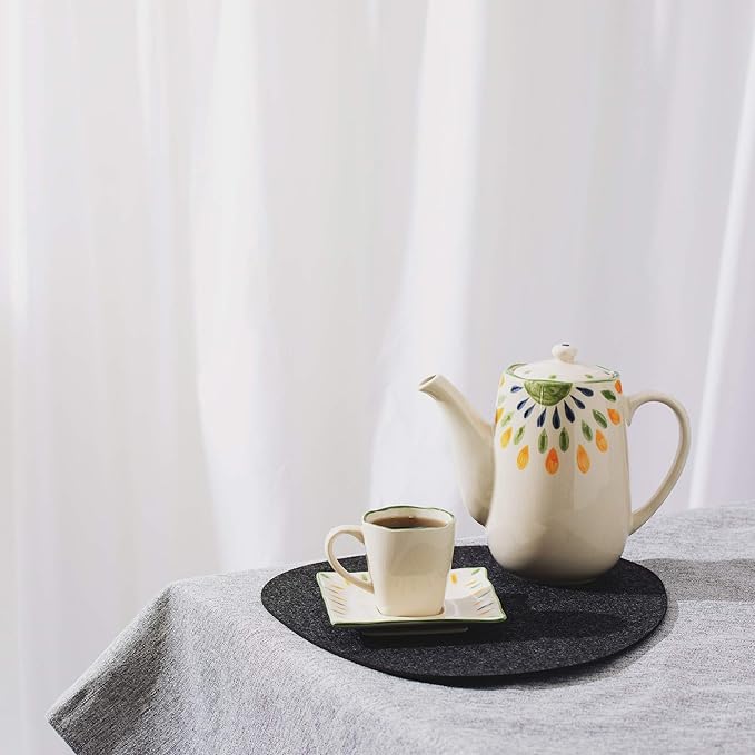 Chillify Table Coaster Set of 6 | Non-Slip, Heat-Resistant, Washable Placemats | Suitable for Outdoor Use | Dark Gray, Oval