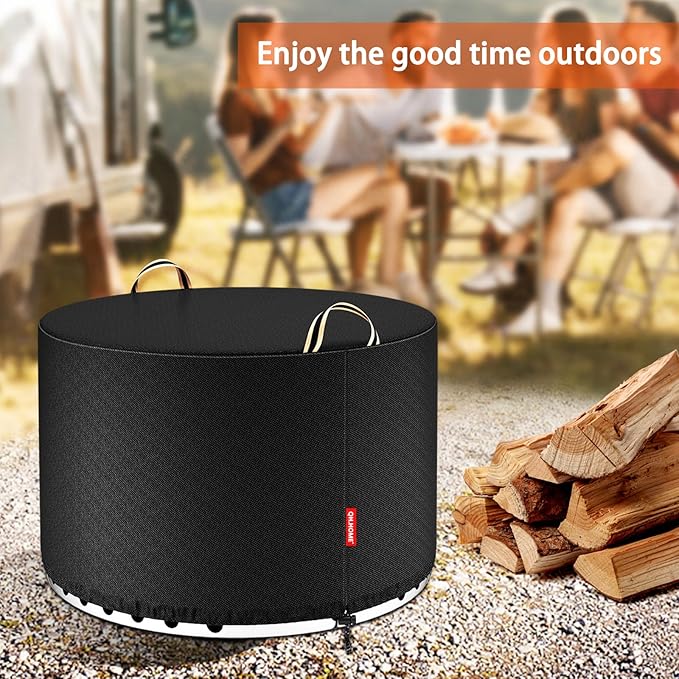 QH.HOME Fire Pit Cover Round for Solo Stove Yukon 27"-29", Waterproof Smokeless Fire Pit Cover, 600D Strong Tear Resistant, Fits for Gas/Table/Bowl Fire pits - 30" D X 18" H