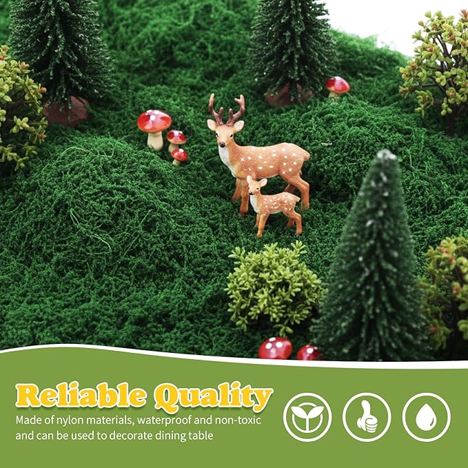 Zeyune 1 Pcs Fake Moss Table Runner for Crafts 12'' x 71'' Artificial Moss Sheet Roll Waterproof Carpet Blanket for Wall Roof Garden Wedding Birthday Party Table Decoration(Dark Green)