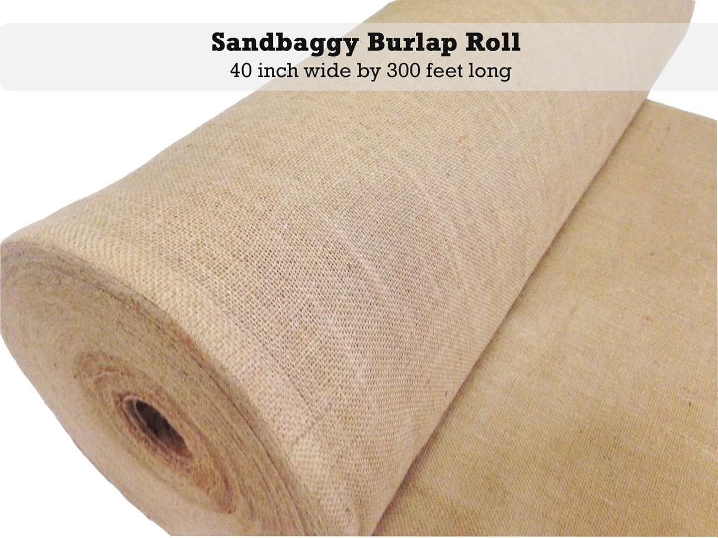 Sandbaggy Burlap Fabric Roll | 40 Inch by 300 ft | Great for Garden, Yard, Wedding, Craft, Decorating Tables | Constructed from Industrial Grade Burlap Fiber | 30% Thicker Than Competition (1 Roll)