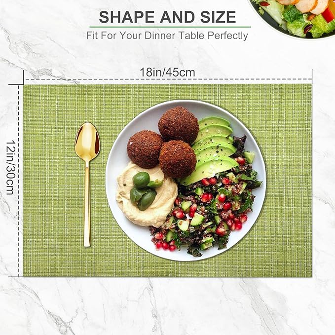 BETEAM Placemats Set of 8, Woven Vinyl Placemat for Dining Table Washable Wipeable Kitchen Place Mats Durable Indoor Outdoor Table Mats
