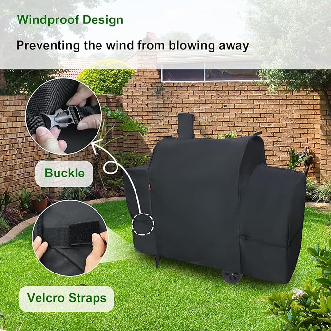 Outdoor Grill Cover for Royal Gourmet CC2036F Barrel Charcoal Grill, Cover Geny Waterproof 600D Heavy Duty BBQ Grill Cover, Charcoal Smoker Grill Covers Fit Royal Gourmet CC Series Grills.