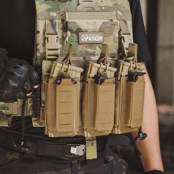 EXCELLENT ELITE SPANKER Tactical Open-Top Single/Double/Triple Molle Mag Pouch for Pistol Mag Pouch Tactical Bag Accessories Holder