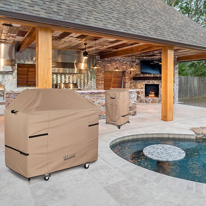 ULTCOVER Waterproof Vertical Electric Smoker Cover 30 inch for Most Square Gas Propane BBQ Smokers Size Upto 22W x 20D x 35H inch