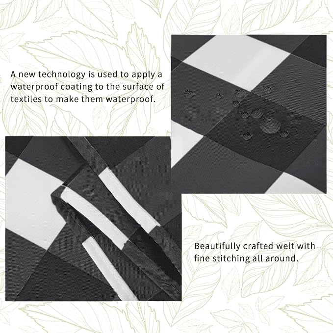 Fabric Checkered Table Runner 1 Pack Waterproof Gingham Table Runner 14W x 108L Buffalo Check Table Runners for Parties Kitchen Dining Wedding Banquet (Black and White)