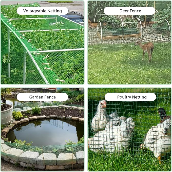 Garden Temporary Safety Fence, 4'x100' Roll with 50 Zip Ties, Resuable Plastic Mesh Fence for Garden Fencing, Construction, Snow Fencing, Animal Barrier, Poultry, Deer, Patio, Green