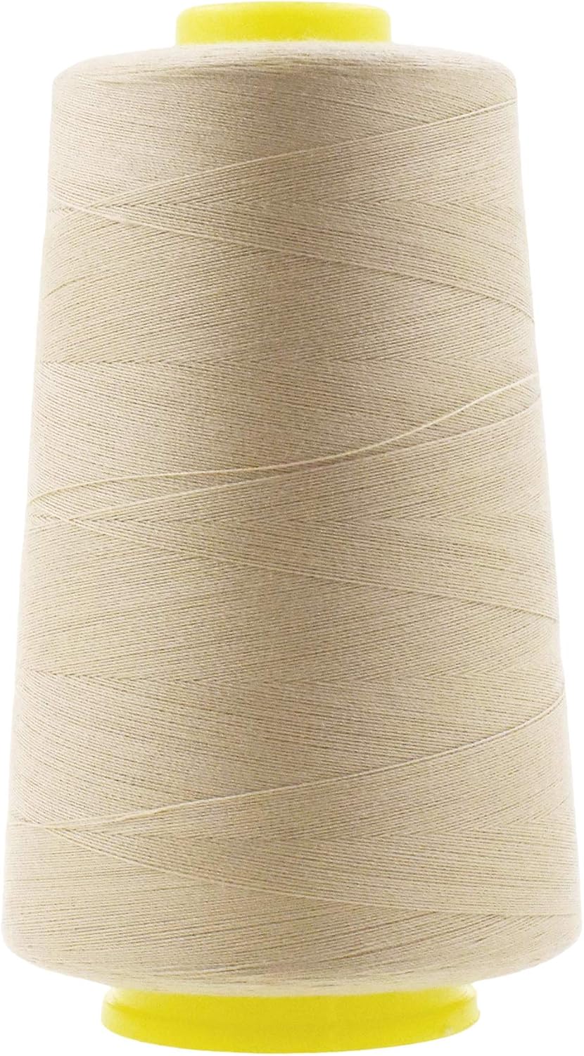 Mandala Crafts 4 Pack of Serger Threads Cones Spools - 40S/2 24000 Yards Polyester Cream Threads for Sergers Machine and Overlock Quilting Sewing Machine