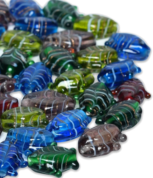 2/3 LB Bag of Assorted Glass Fish Beads for Jewelry Making, Lampwork Murano Bead Mix for Bracelets and Necklaces, Crafting Beads Supplies Kit, Large & Small Beads (Fish Mix)