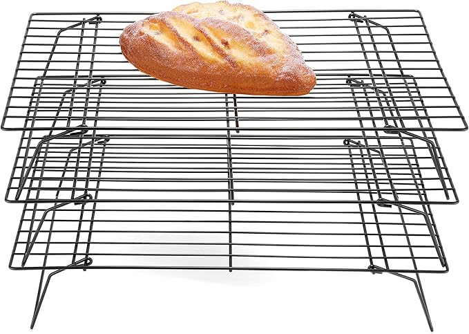 3-Tier Stackable Cooling Racks, Stainless Steel Wire Rack Baking Rack Oven Rack Cookie Rack Oven Safe, Rust-Resistant Non-Stick Cooling Grilling for Baking, Cooking, Roasting 15”x 10"