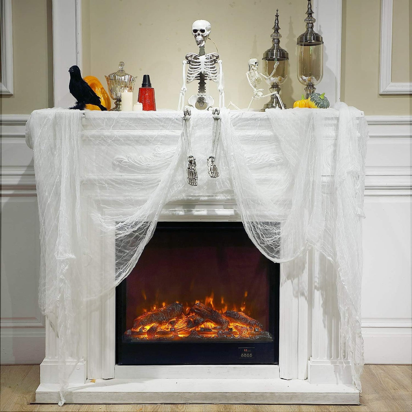 Boao Halloween Cheese Cloth 85 x 197 Inch White Cheesecloth Roll for Crafts Large Cotton Muslin Gauze Fabric for Halloween Outdoor & Indoor Spooky Decoration