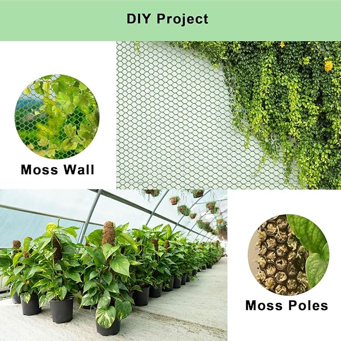 vensovo Plastic Wire Mesh 16IN x 10FT Roll -White Chicken Wire Fencing for Poultry, Gardening Barrier, Balcony Guard for Cats and Dogs, Floral Craft Mesh with 20 Zip Ties