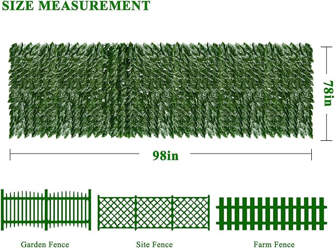 iCover Artificial Ivy Privacy Screen for Fence, 78x98in Strengthened Joint Prevent Leaves Falling Off, Faux Hedge Panels Greenery Vines, Decorative Fences for Outdoor, Garden