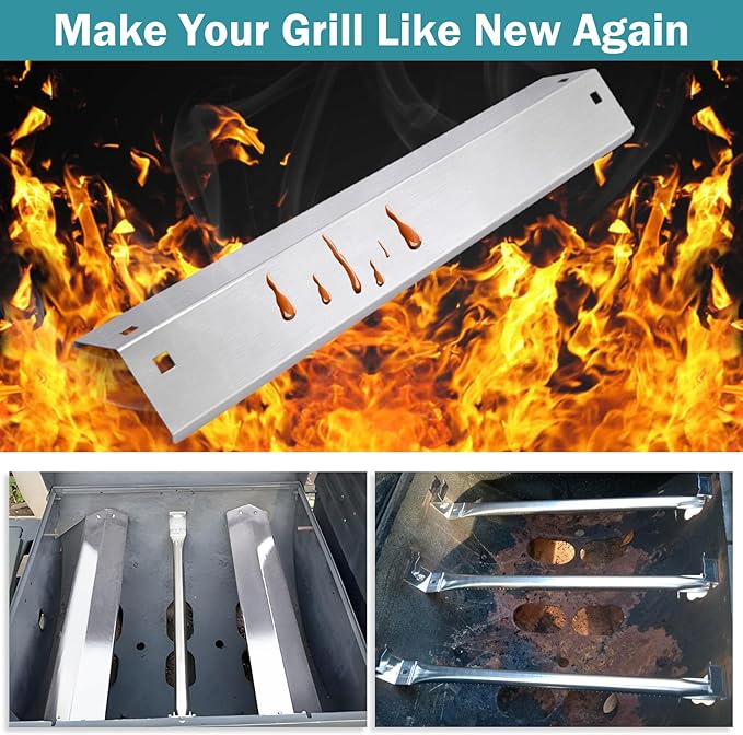 Criditpid Replacement Parts for Char Griller 5050, 5650, 5072, 3001, 3008, 3030, 4000, 5252, King Griller 3008, 5252, Cast Iron Grill Grates, Heat Plates, Burners and Igniters for Chargriller Parts