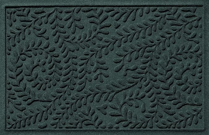 WaterHog Indoor/Outdoor Door Mat, 2' x 3', Made in USA, Durable & Skid-Resistant Front Door Rug, Decorative, Water-Trapping & Heavy-Duty Entryway Floor Mat For Your Home, Boxwood Collection, Evergreen