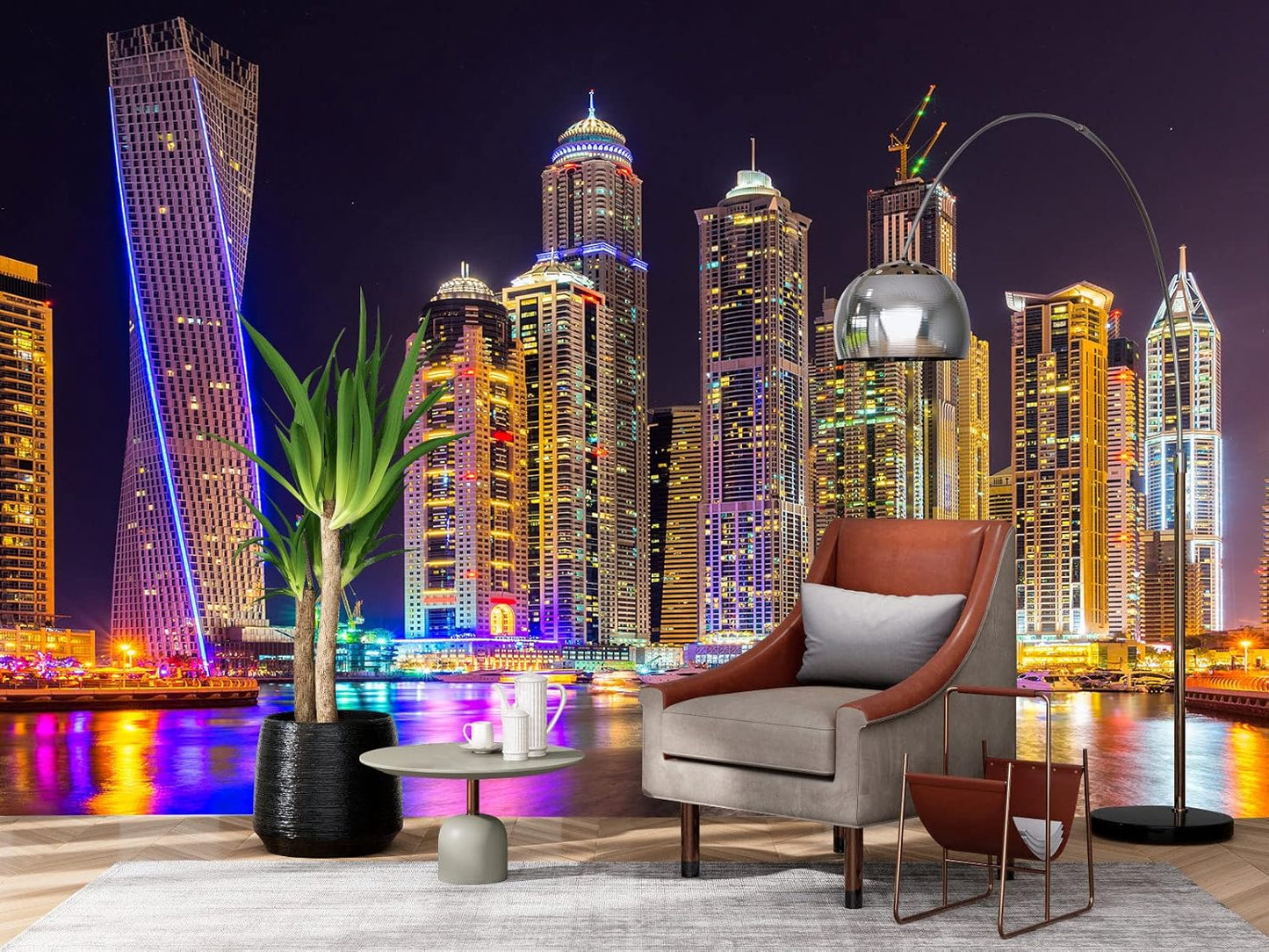 Mural Wallpaper Large City Night View Wall Mural for Bedroom Living Room TV Background Sofa Wall（Not Peel and Stick）
