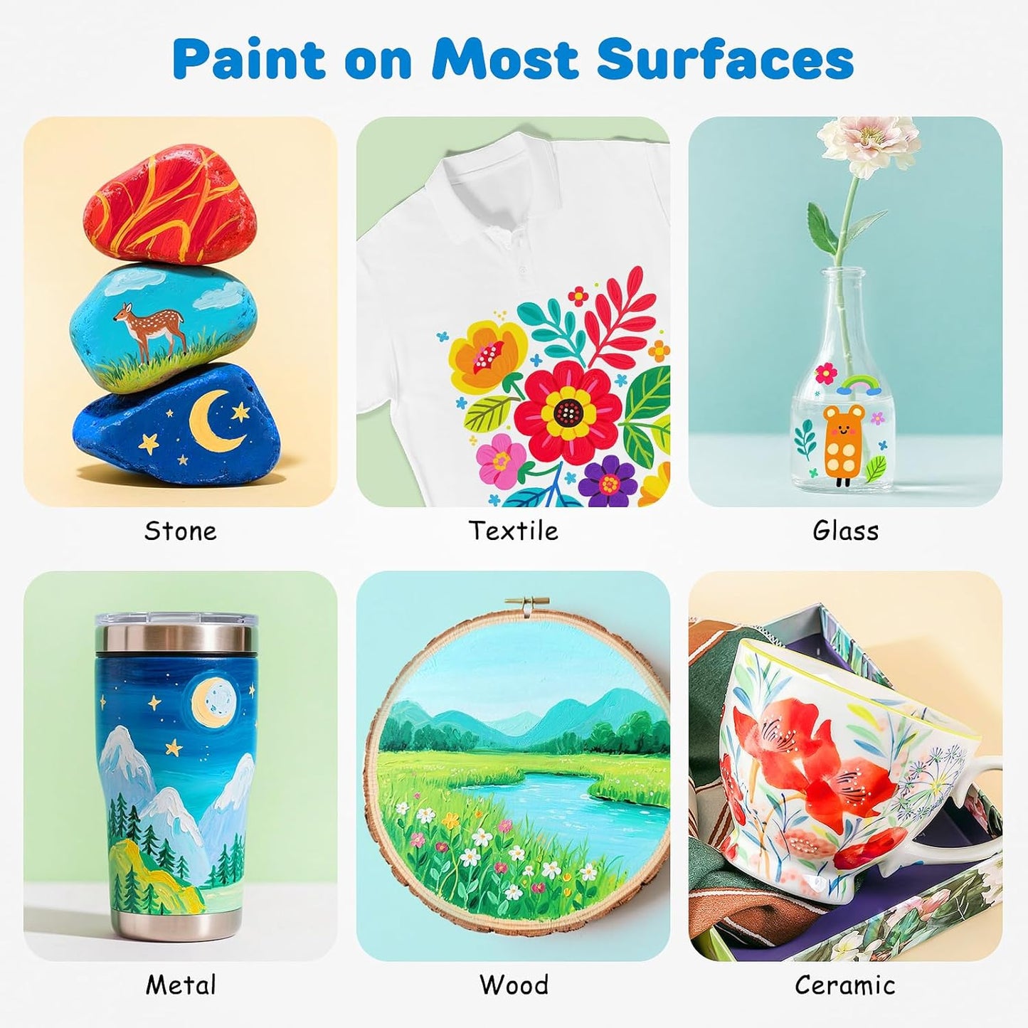 120 Colors Acrylic Paint Markers, Dual-Color Acrylic Paint Pens with 60 Brush Tips for Fabric Rock Wood Glass Paper DIY for Painting, Quick Drying, School Art Supplies for Adults Kids Drawing