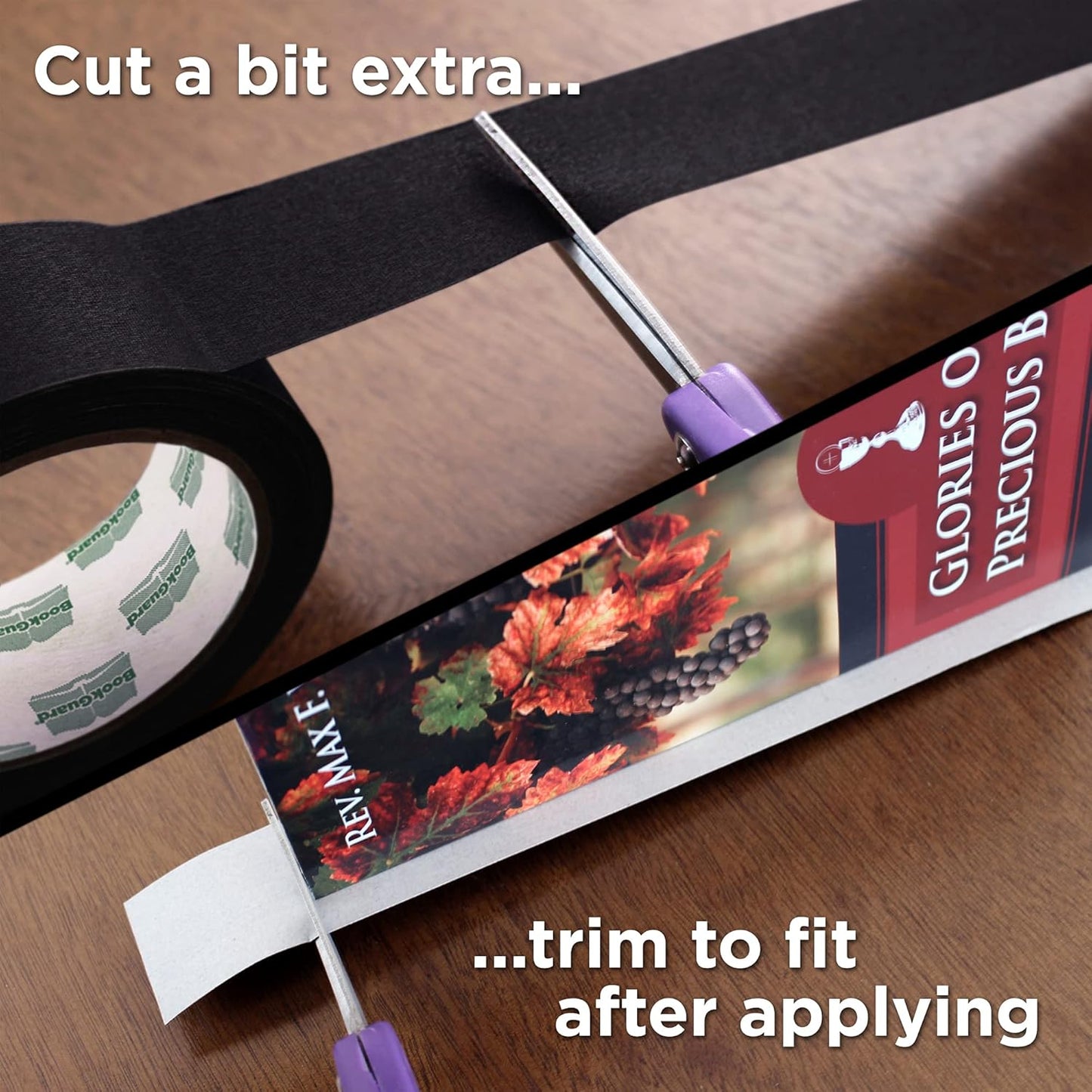 BookGuard 1-1/2 Inch Wide Bookbinding Tape, Ideal for Arts, Office, and Library Supplies, Vinyl Coated Cotton Cloth Book Repair Tape - 15 Yards, Black