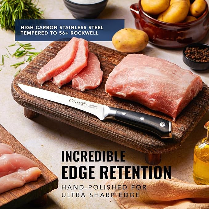 Cutluxe Carving Knife Set for BBQ & Brisket – Razor Sharp German Steel Slicing and Boning Knife for Meat Cutting, Full Tang & Ergonomic Handle, Grilling Gifts for Men – Artisan Series