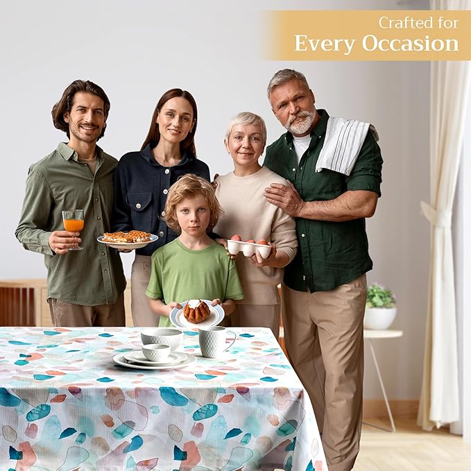 Maison d' Hermine Table Cloth Square Table 100% Cotton 60 x 60 Inches Tablecloth Reusable Decorative for Dining Room, Farmhouse, Home, Party, Festive & Wedding Spring Summer - Summer Picnic