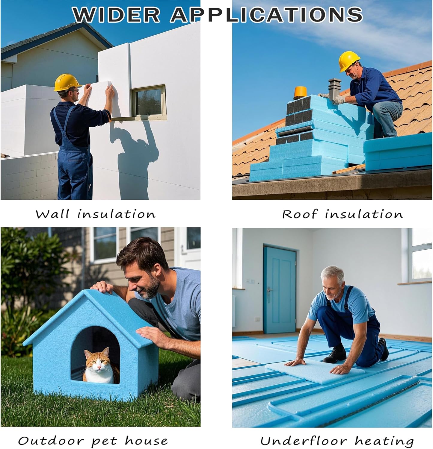 LuckyFoam Blue 5 Pack 12x12x1.5 inch Foam Sheets 1.5 Inch Thick Polystyrene Rectangles XPS Foam Board Craft for Insulating DIY Modeling Art Supplies