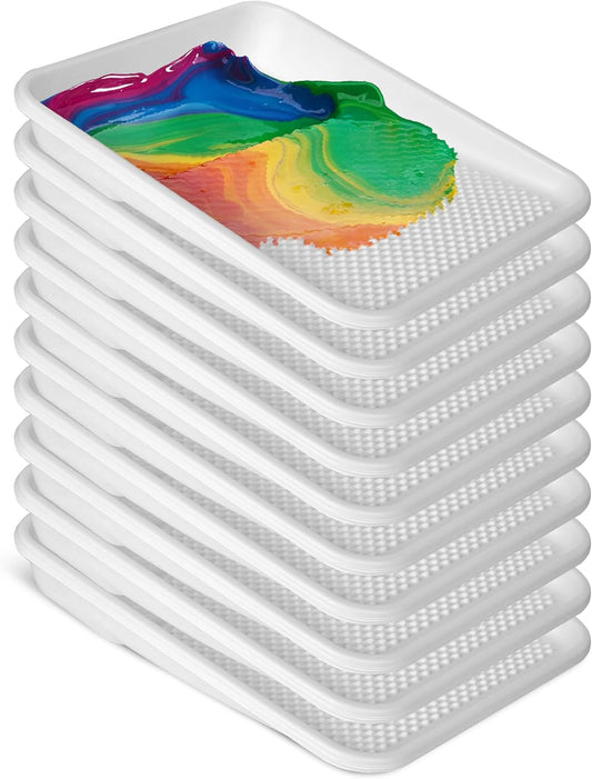 Paint Tray Liners, 1-Qt. Paint Capacity, Overlapping Edges, Fits 9” Metal Paint Trays, Dotted Ramp for Easy Rolling, (10)