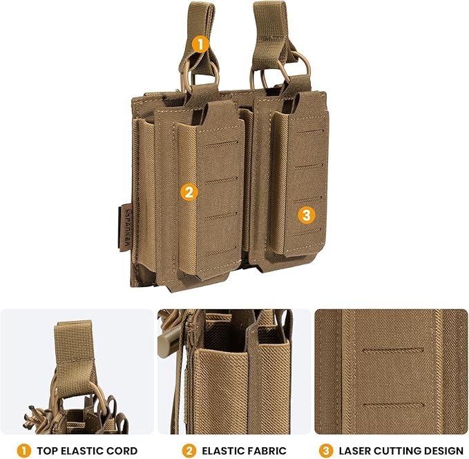 EXCELLENT ELITE SPANKER Tactical Open-Top Single/Double/Triple Molle Mag Pouch for Pistol Mag Pouch Tactical Bag Accessories Holder