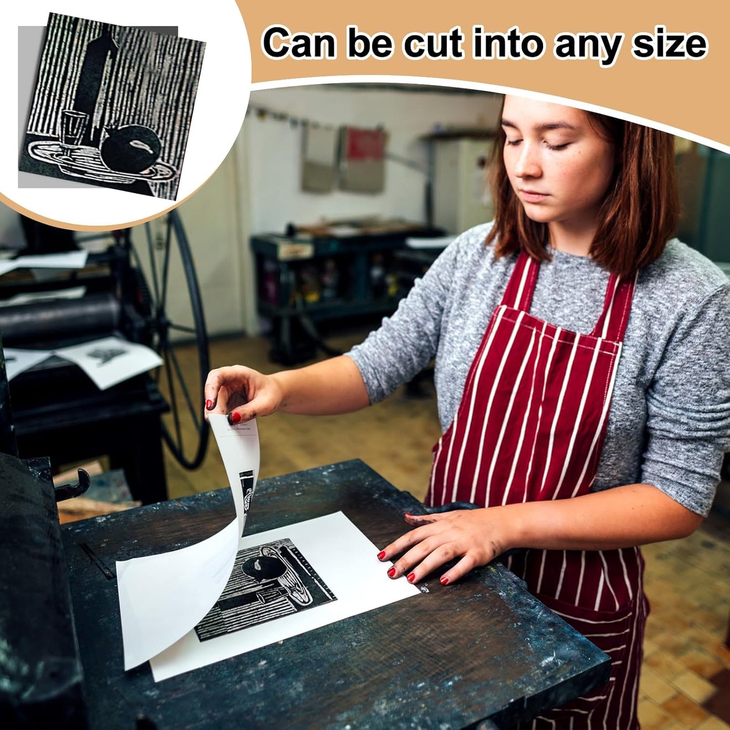 Yeaqee 4 Pcs Linoleum Block Rubber Carving Block Soft Linocut Blocks Large Linoleum Sheet Unmounted Lino Plates for Engraving Art Project Printmaking Artist Studio Supplies (6 x 6 Inch,Gray)