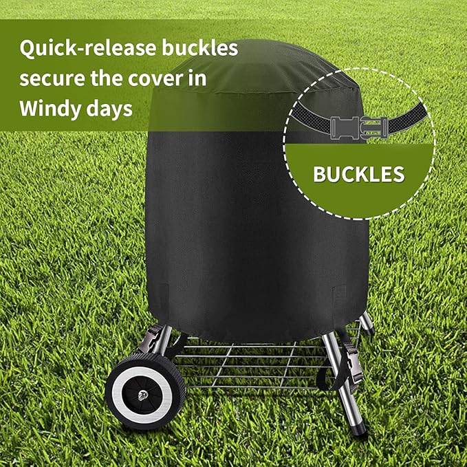 18 inch Grill Cover for Round Grill Cover Waterproof 600D Heavy Duty Outdoor Canvas BBQ Grill Cover Dome Smoker Cover