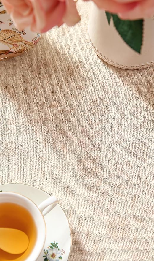 Beige Linen Rectangle Extra Long Tablecloth,Vintage Indian Style Soft and Colorfast Floral Tablecloths,Decor Table Cover for Kitchen,Dining,Thanksgiving,63"*110"-Flowershadow E