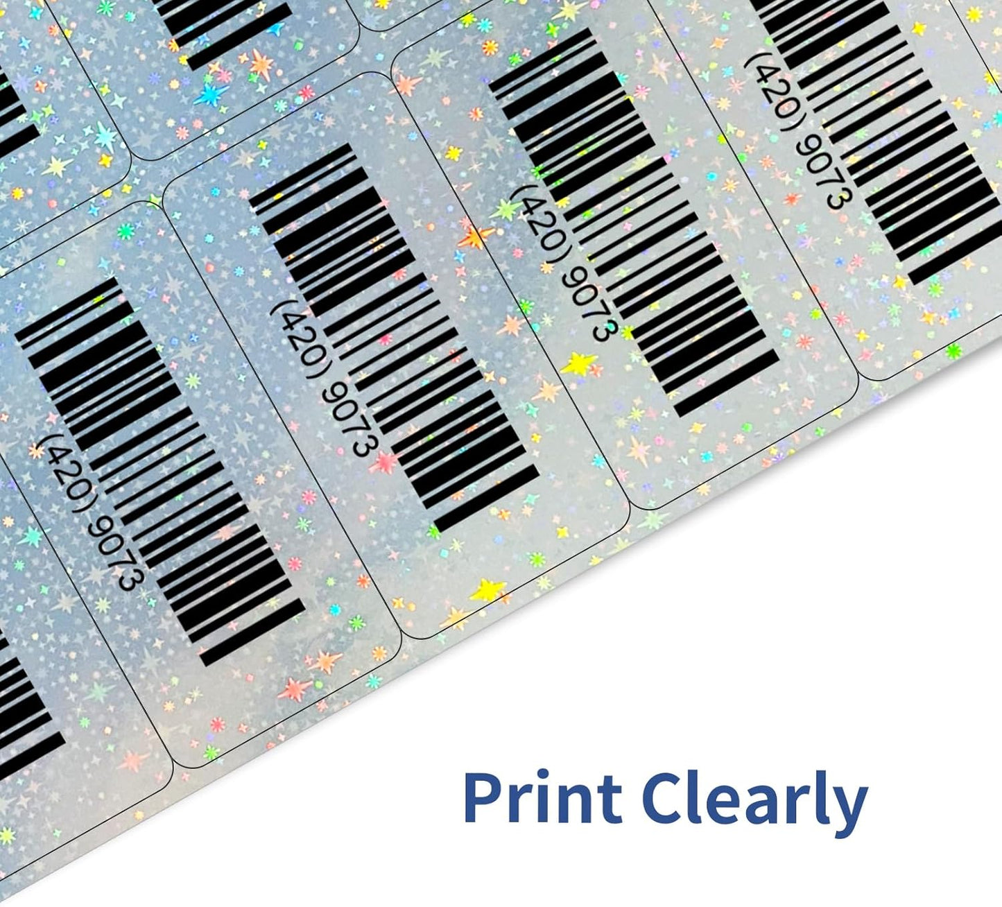 STARLIBOO Shipping Labels Stickers, 2"×4" Printable Holographic Mailing Labels for Laser/Inkjet Printing- Matte, Permanent Adhesive Sticker (Holographic Star)