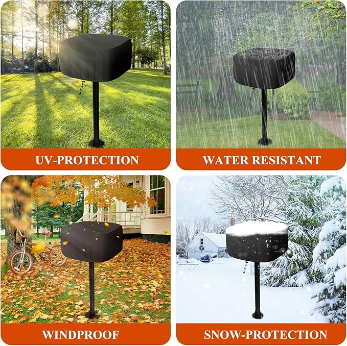 Grill Cover for Park Style Grill, Rectangular Table Top BBQ Grill Cover, Waterproof Oxford Fabric, Compatiable with Grill Within 24.4''×23.6''×19.7''