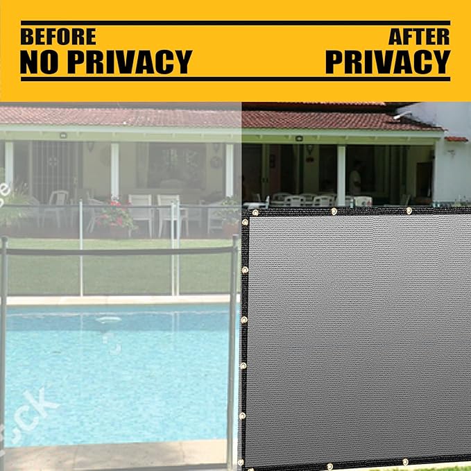 Customized 8' x 29' Black Fence Privacy Screen,with Bindings & Grommets,Heavy Duty for Gardens,Backyard,Patio,Tennis Court,Pool,Construction Project, We Make Custom Sizes