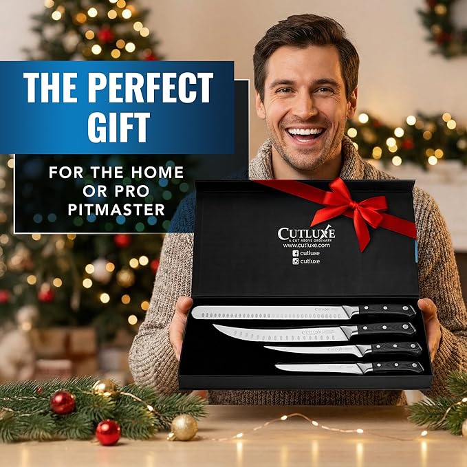 Cutluxe Butcher Knife Set – BBQ Brisket, Breaking, Boning & Fillet knives - Carving Knife Set for Meat Cutting, Ultra Sharp German Steel, Full Tang, Ergonomic Handles – Artisan Series