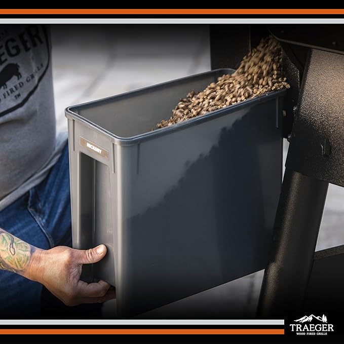 Traeger Grills BAC637 Stay Dry Pellet Storage Bin with Locking Lid, 22lb Capacity Wood Pellet Container with Flavor Stickers, Stackable Design, Airtight Storage for Grill Pellets