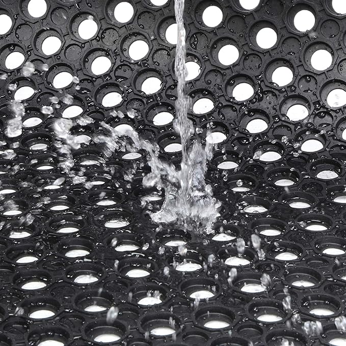 Lovinland Outdoor Rubber Floor Mat - 24 x 35 inch Non-Slip Drainage Mat - Heavy Duty for Kitchen, Garage, Restaurant, Garden - Black
