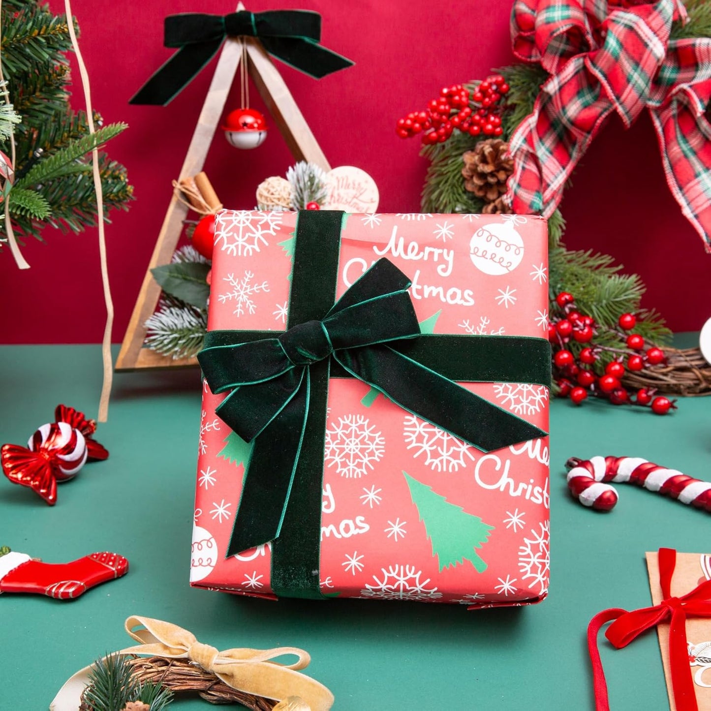 Vintage Hunter Green Velvet Ribbon, 1 Inch X 25Yd