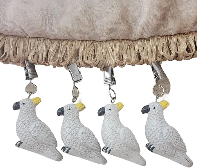 TwoFish Home Set of 4 White Parrot Resin Tablecloth Weights Clips White Parrot Handicraft Tablecloth Clamps Pack of 4