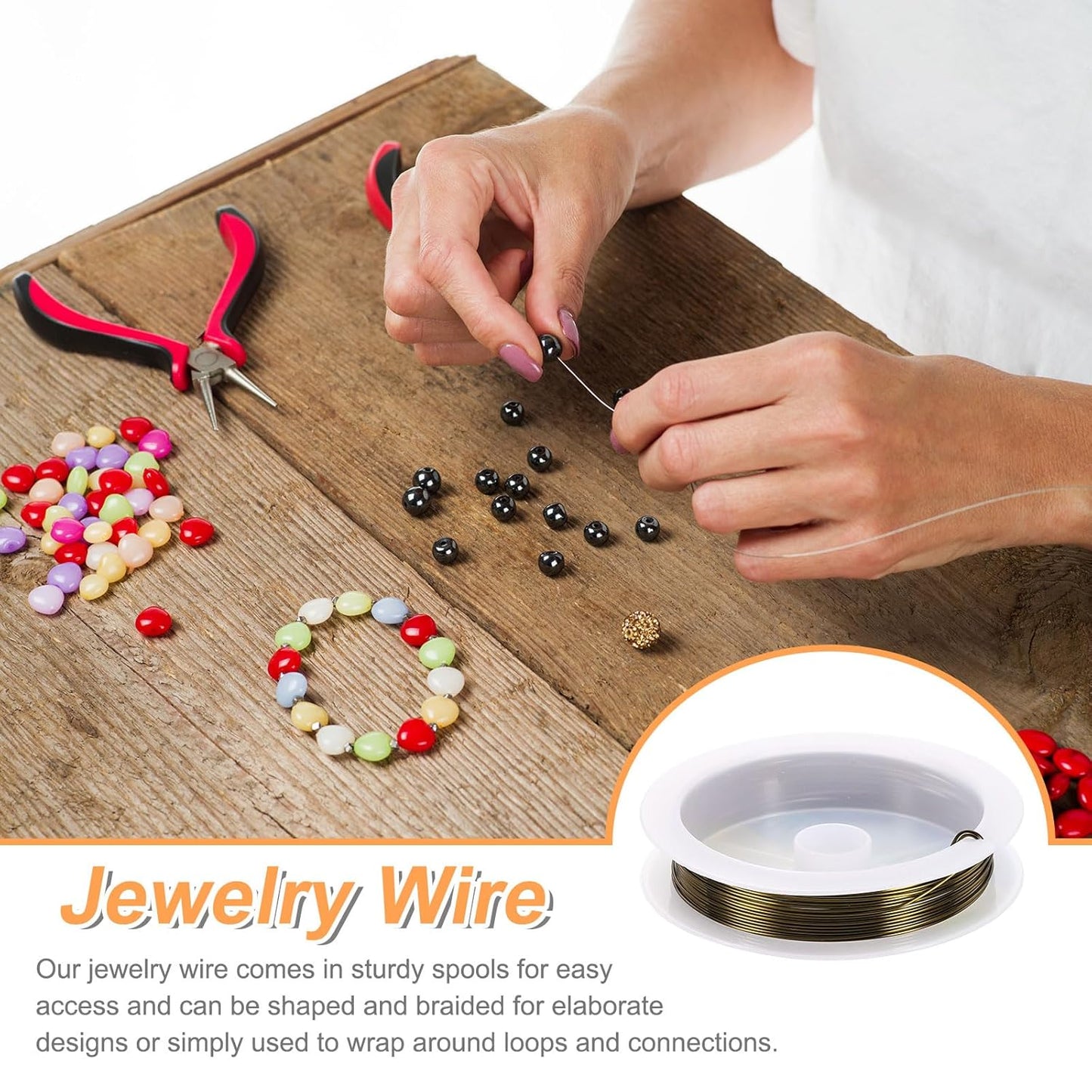 HARFINGTON 13ft Jewelry Wire, 22 Gauge (0.6mm) Brass Craft Soft Metal Tarnish Resistant Copper Beading Wire for Jewelry Making Supplies Crafting, Ancient Blue